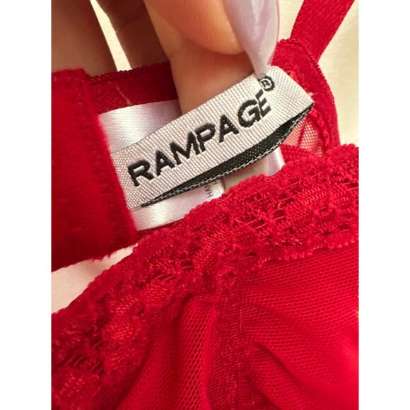 Vintage Rampage Red Lace Babydoll Sheer Bustier Tank Top Fairycore Y2K - Picture 5 of 6